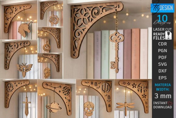 Bookshelf Corner Brackets Laser Cut Set: Enhance Your Space with Precision and Style