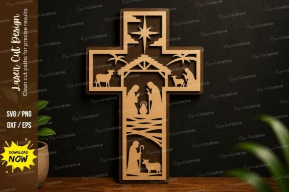 Christian Cross Nativity Laser Cut SVG: A Versatile Design for Creative Projects