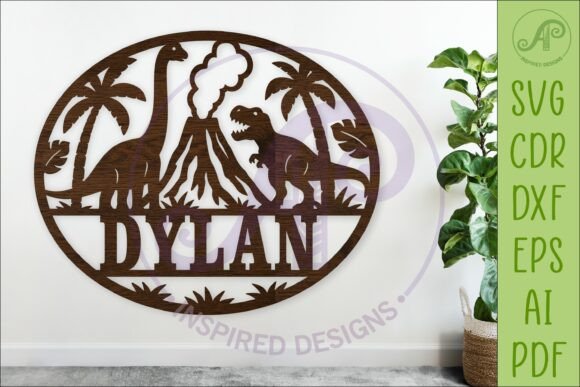 Dinosaur Name Sign SVG, Round Nursery