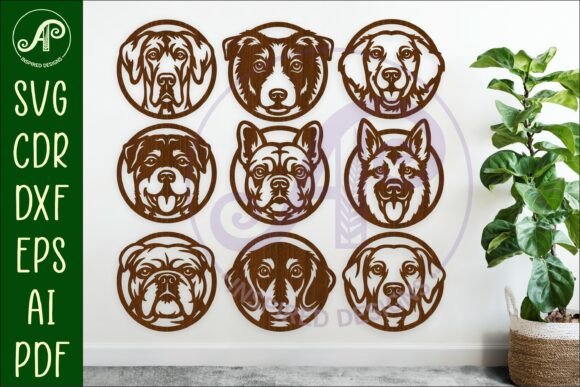 Dog SVG Bundle 9 Dog Breeds Laser Cut