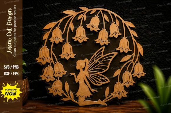 Fairy Bell Wreath Laser Cut Svg Design
