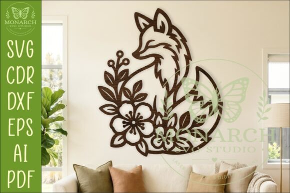 Floral Fox Wall Art SVG: Woodland Fox Design for Modern Home Decor