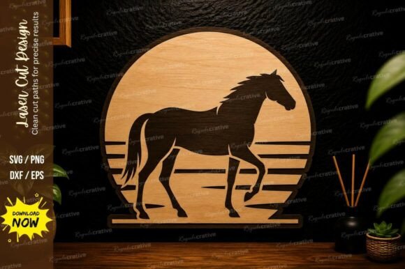 Horse Sunset Laser Cut SVG for Precision Projects