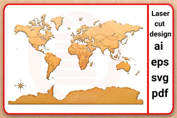 Laser Cut SVG World Map Countries Vector