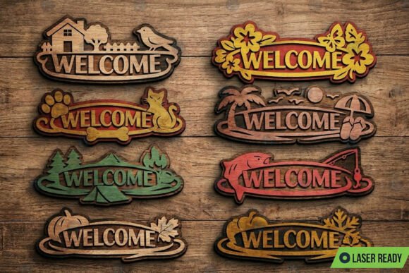 Laser Cut Welcome Sign SVG Bundle