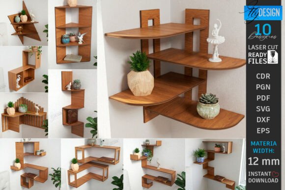 Modern Corner Shelves Laser Cut Bundle for Creative Home Organization