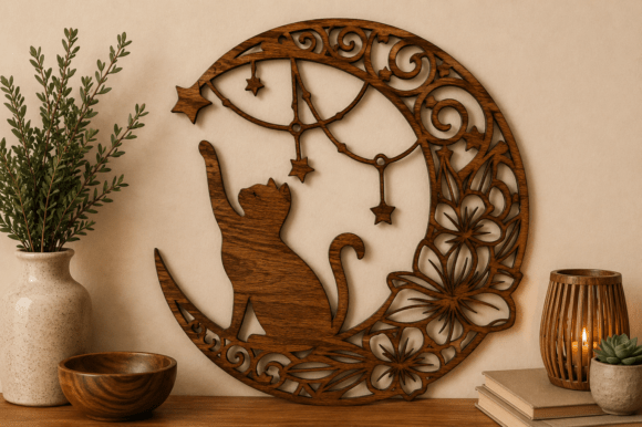 Moon Cat Wall Art SVG Laser Cut File: A Strategic Tool for Creative and Business Applications