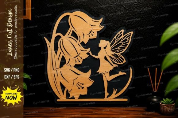 Mother Fairy Scene Laser Cut Svg Design