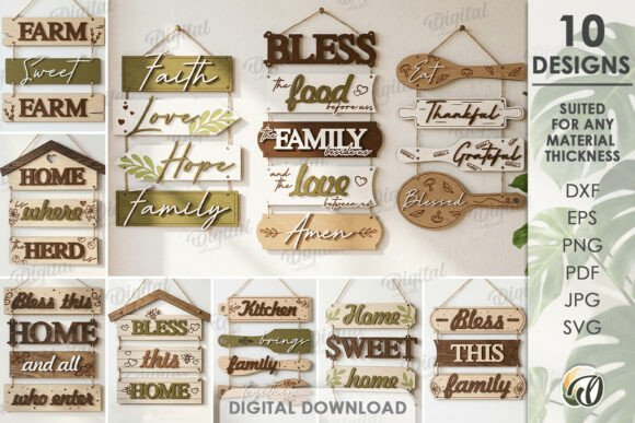 Rustic Home Wall Decors Bundle Laser Cut