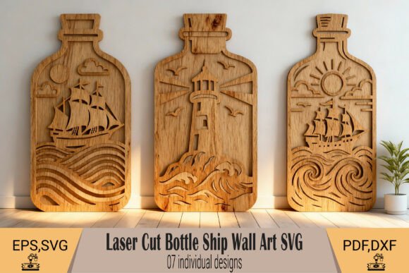 Ship-in-Bottle Wall Art SVG