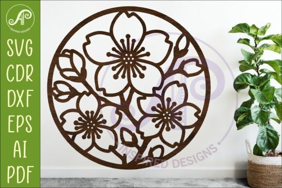 Transforming Spaces with Precision: The Cherry Blossom Flower Wall Art SVG Sign