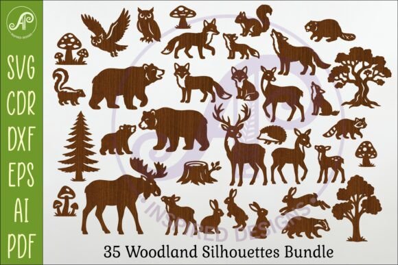 Woodland Animals SVG Bundle X 35 Shapes